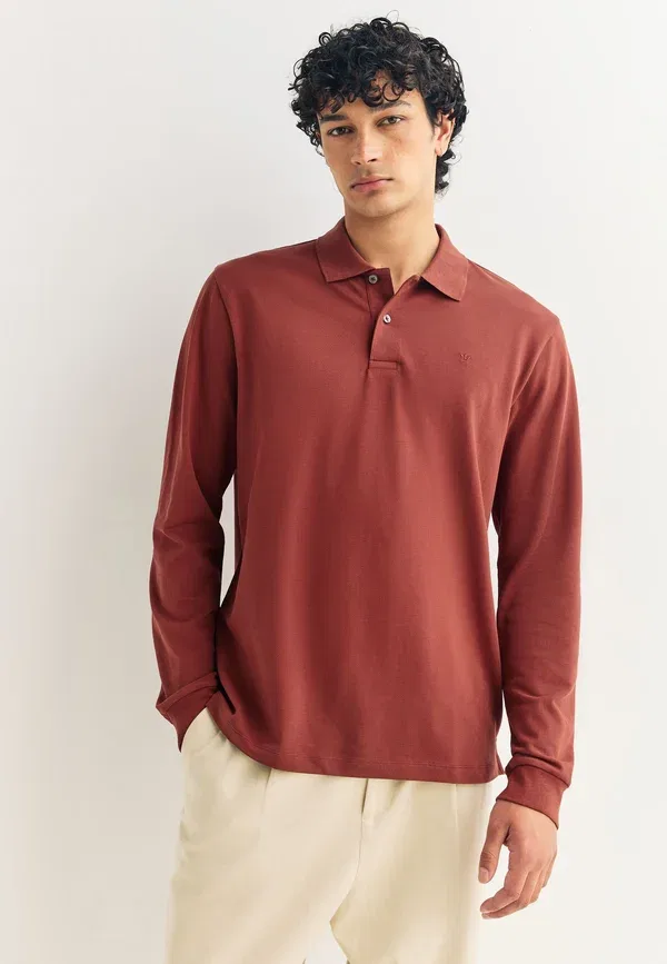 Поло с длинным рукавом, Regular Fit, Next, red, красный