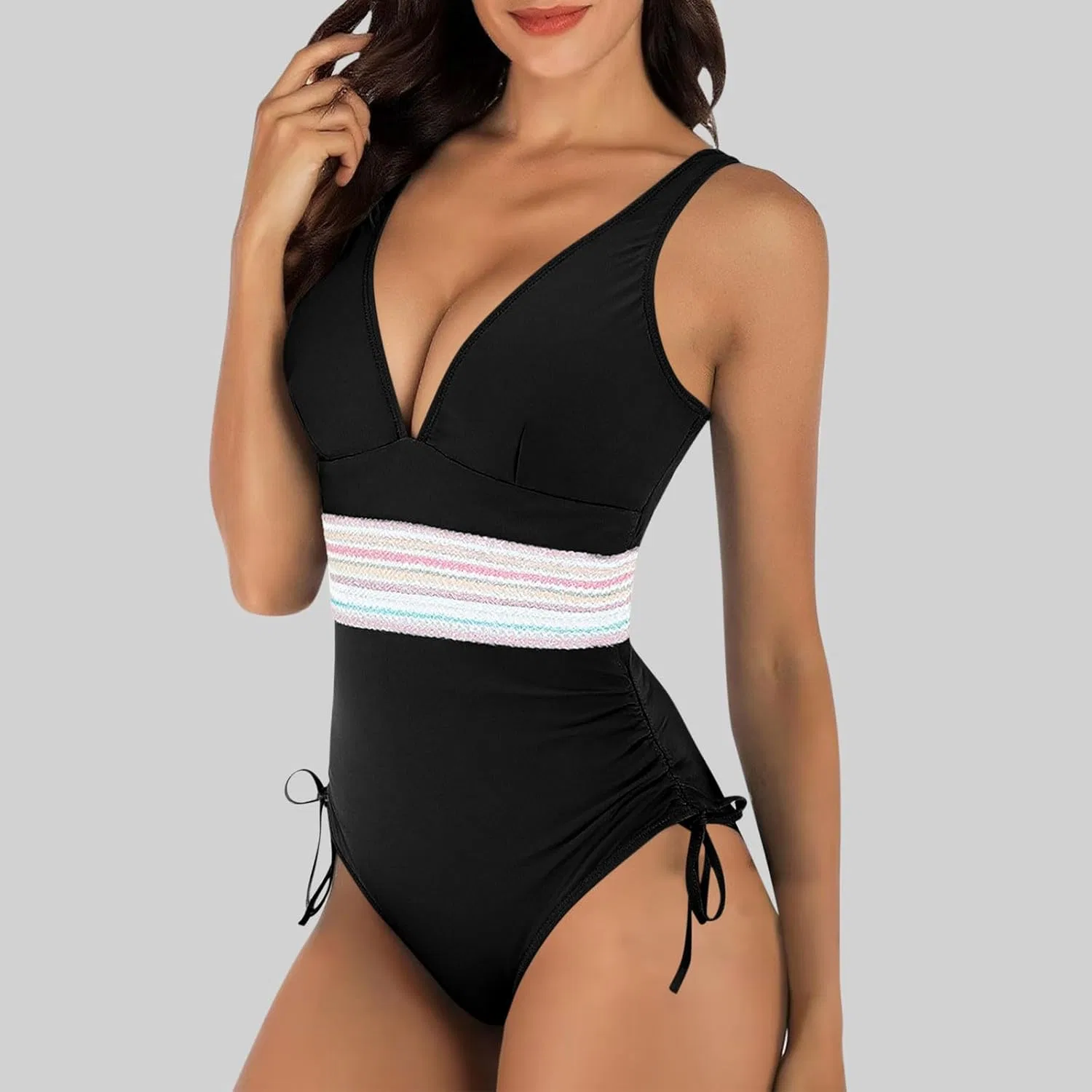 Женский слитный купальник с контролем живота Low Cut, Black — фото 2