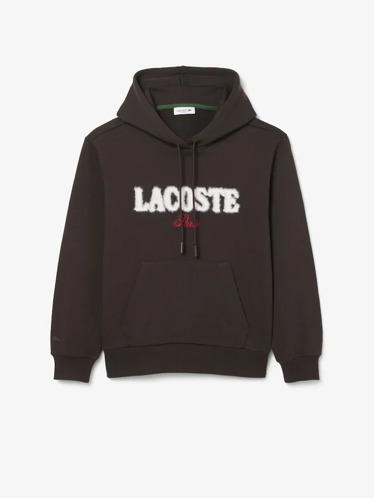Худи женская Lacoste SKB Fluffy Lettering, с логотипом, синяя — фото 4
