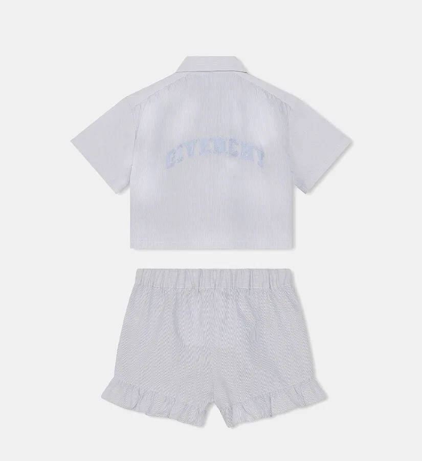 Комплект хлопковый Kids Cotton Shirt And Short Set Givenchy, White Blue — фото 2