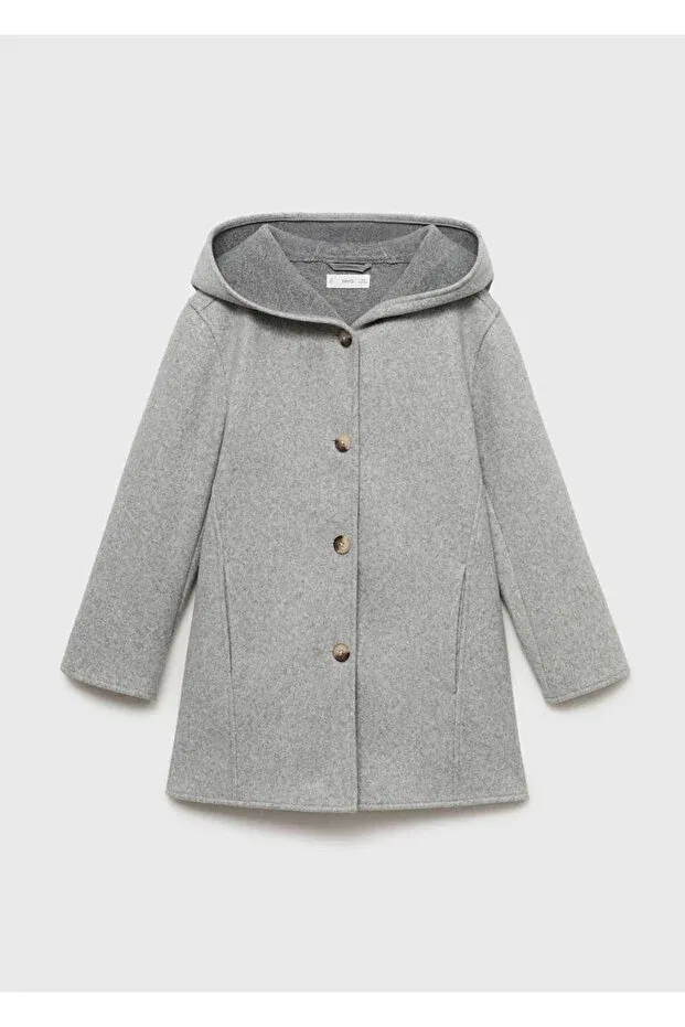 Детское пальто для девочек с капюшоном Mango Kids, Gray