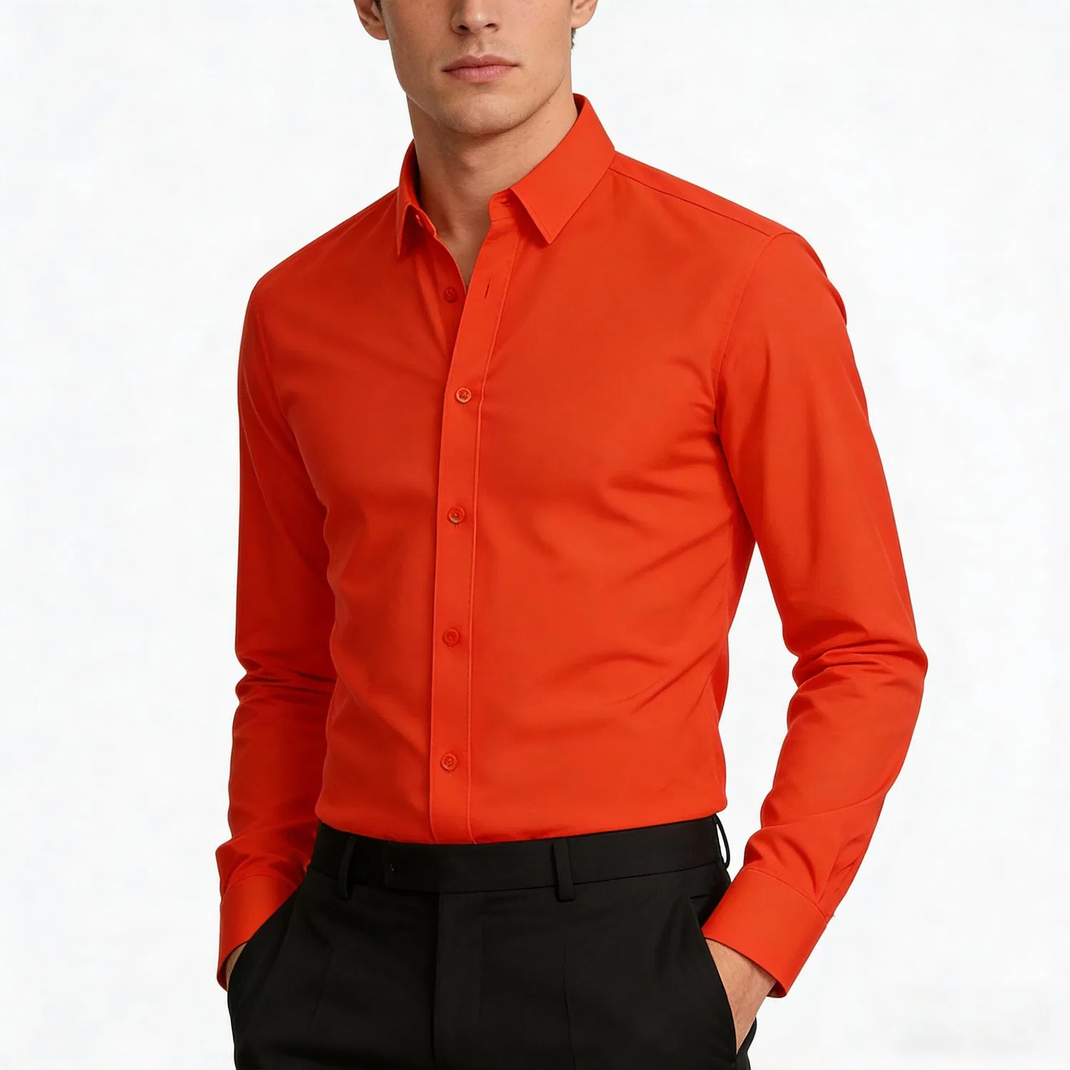 Мужская рубашка с длинным рукавом, современный slim fit, Red People — фото 2