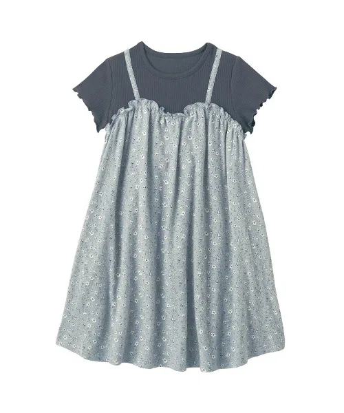 Детское платье-комбинезон с принтом, модель Back Ribbon Camisole GITA, Blue