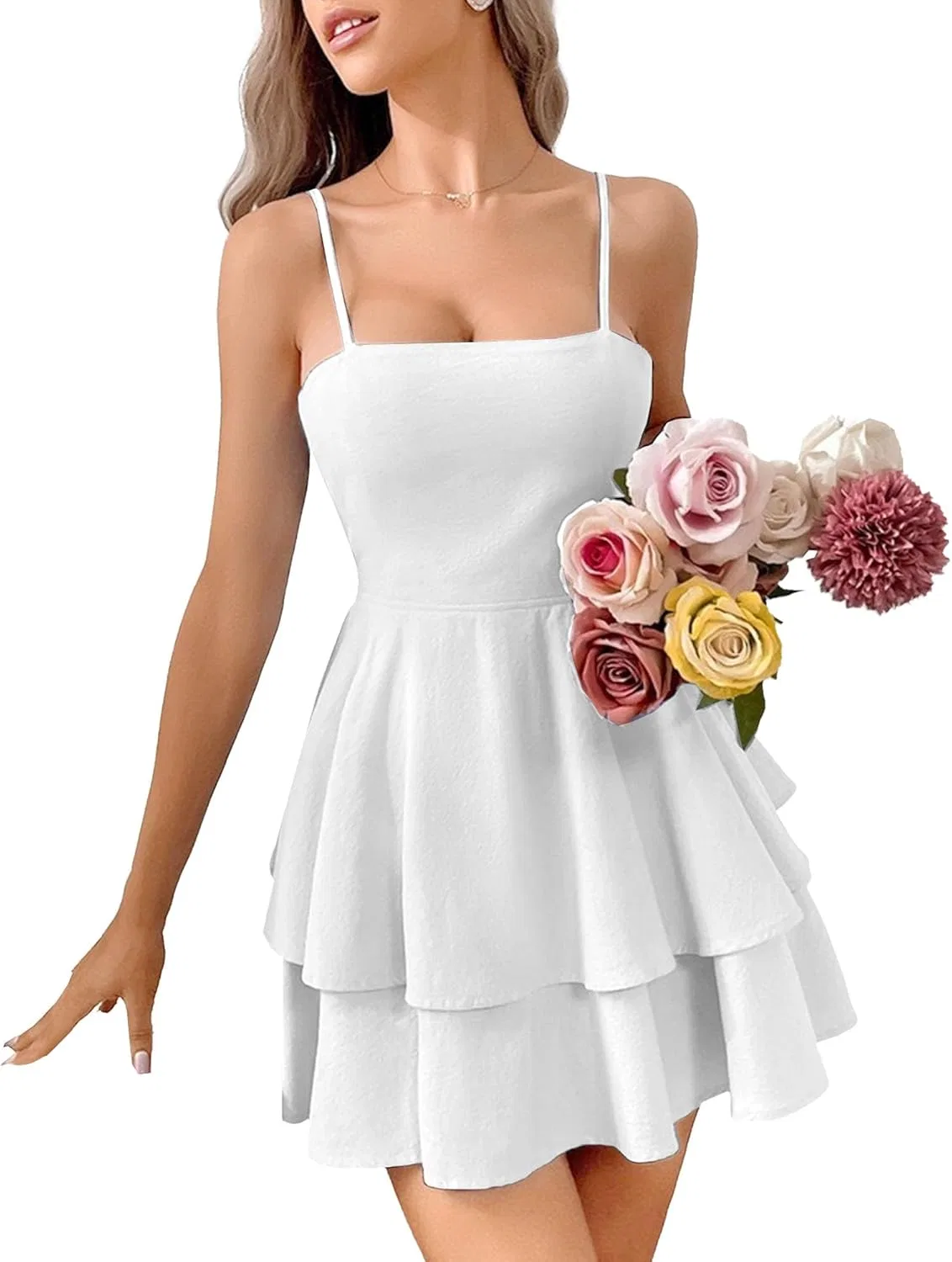 Женское мини-платье корсет с открытой спиной, White