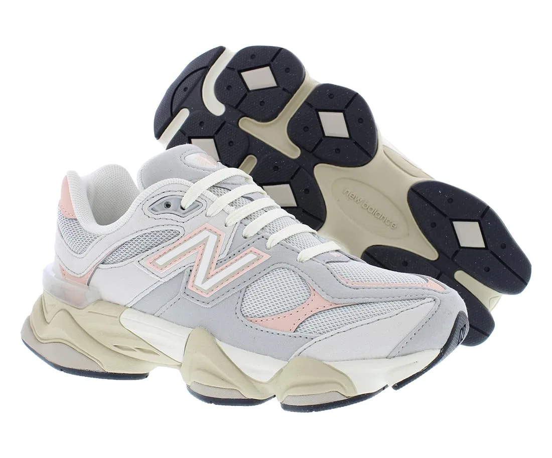 Детские кроссовки для мальчиков с принтом New Balance, Grey Pink Grey — фото 2