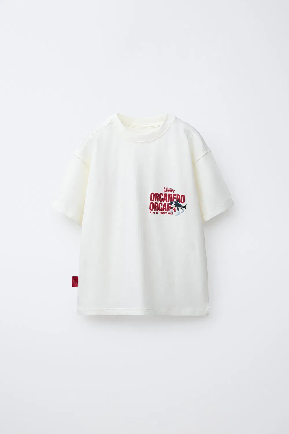 Футболка с принтом косатки, итальянский Brainrot ZARA, White