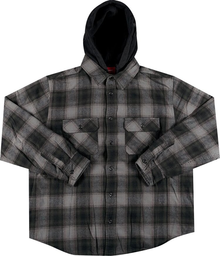 

Рубашка Supreme Hooded Flannel Zip Up Shirt 'Black', черный