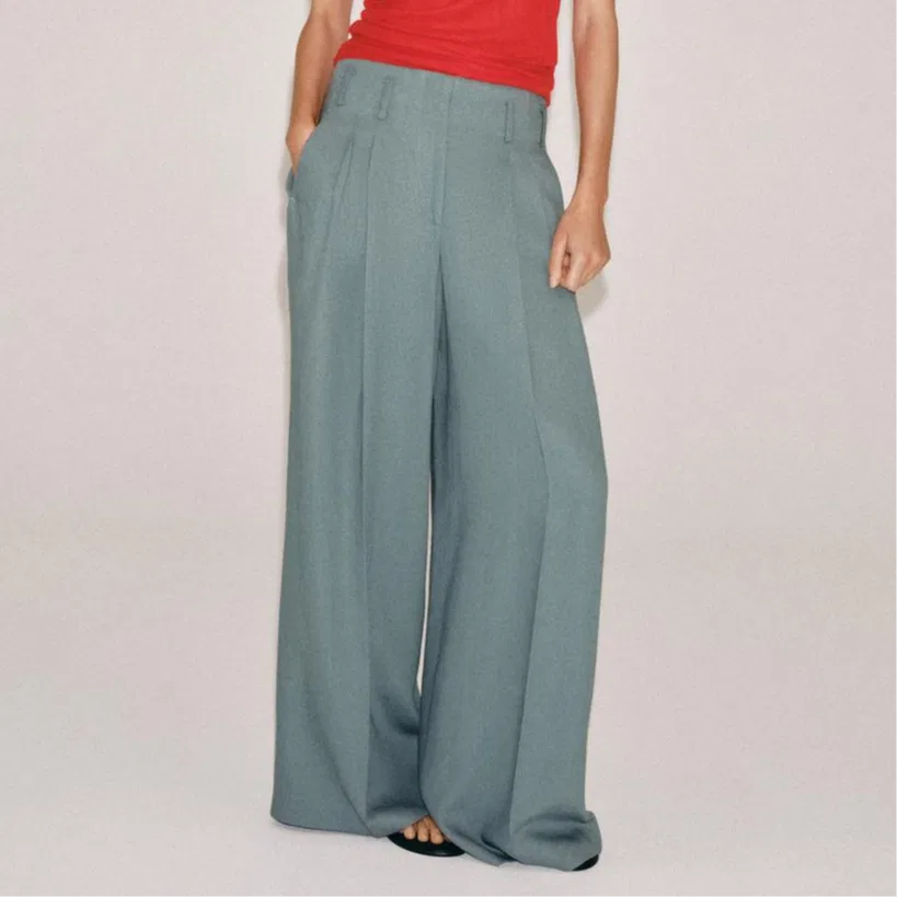 Женские брюки Casual с принтом Blue/Gray ZARA, Blue/Gray — фото 4