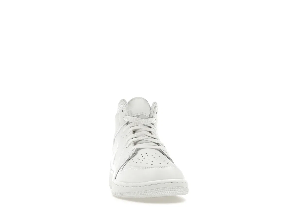 Детские кроссовки кожаные модель Jordan 1 Mid Jordan, White White White — фото 2