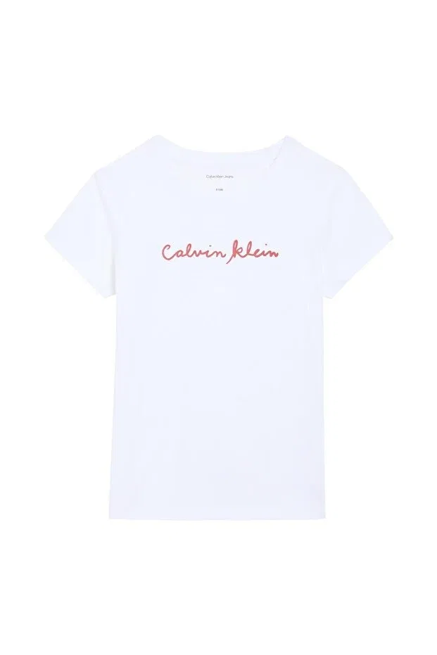 Детская футболка для девочек с принтом Calvin Klein, White