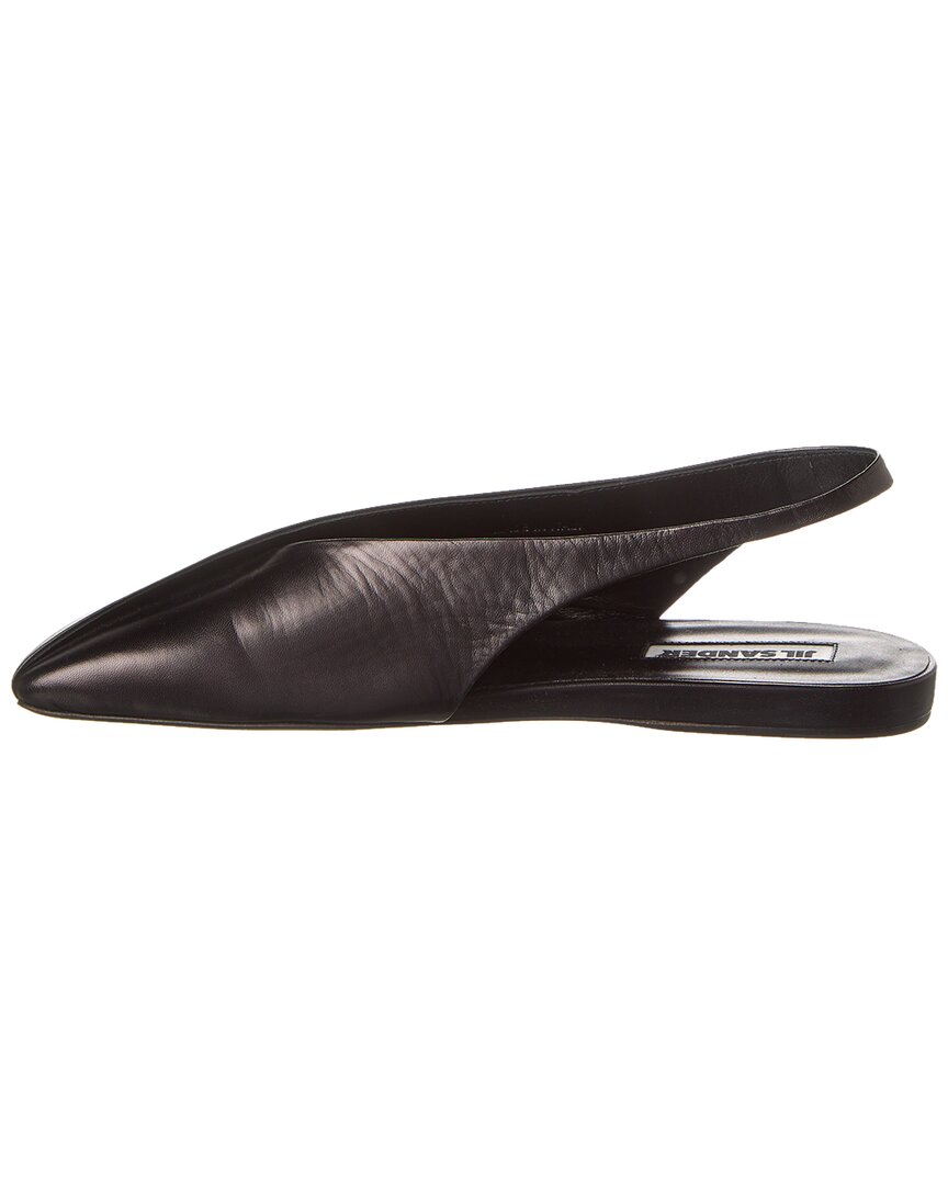 Кожаные балетки Jil Sander Slingback на плоской подошве, черный — фото 2