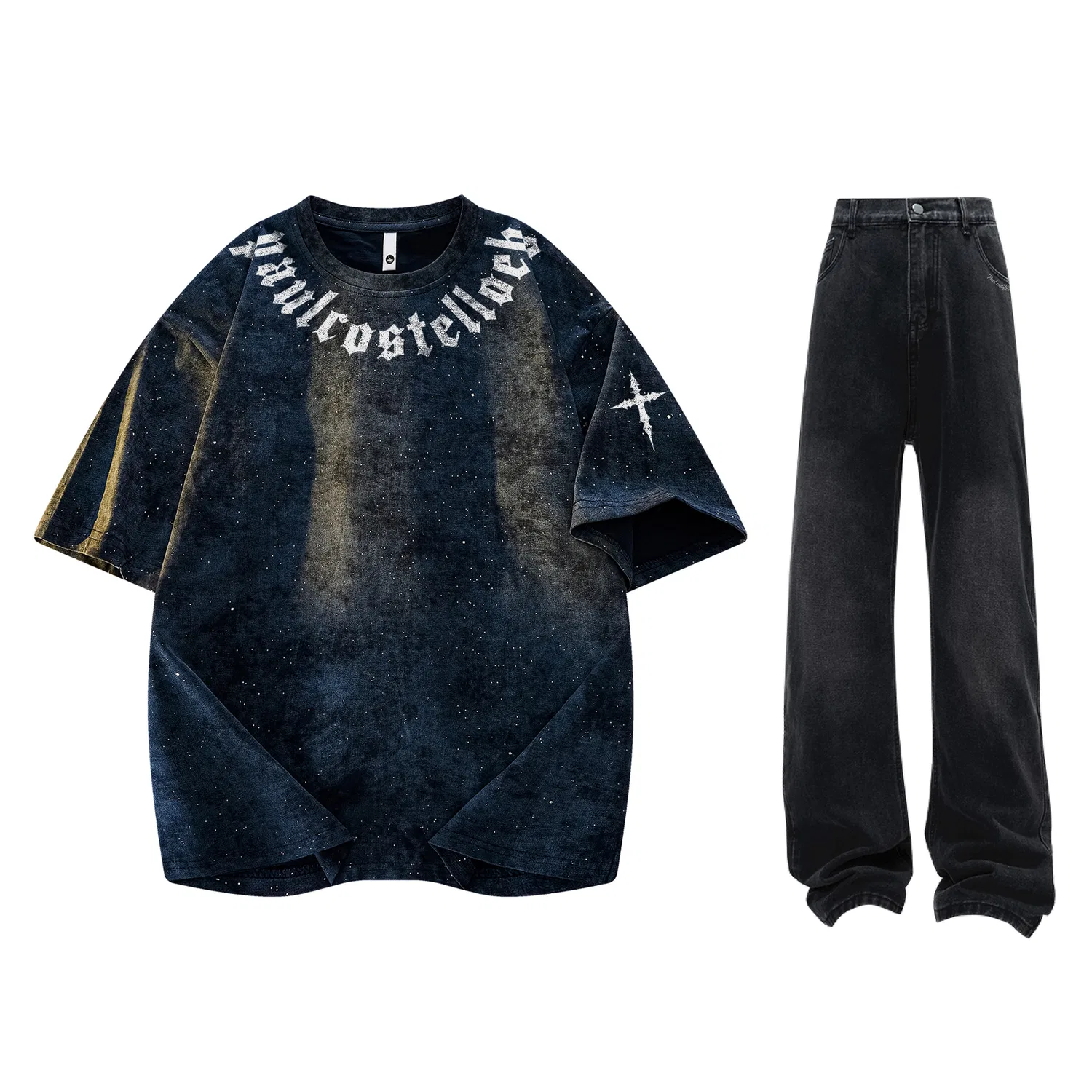 Детский спортивный комплект из футболки и джинсов Navy Blue T-Shirt+Black Jeans Paul Costelloe