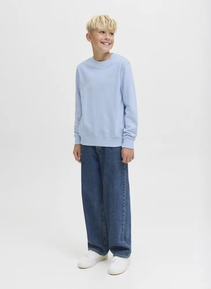 Свитшот свободного кроя jjebrandes Jack & Jones Junior, голубой — фото 4