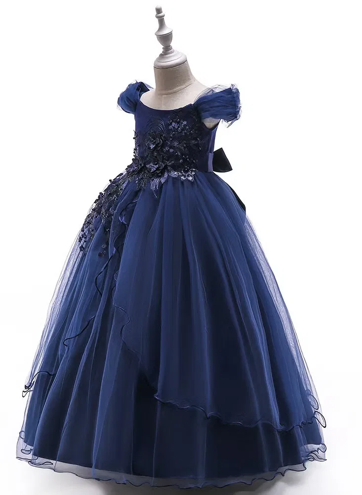 Платье длинное детское для дня рождения и свадьбы Best Gift Fashion, синее — фото 2