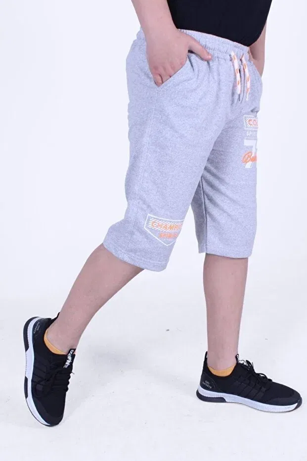 Детские шорты для мальчиков с принтом Champion spirits text printed wide leg detailed Panio Kids, Gray — фото 3