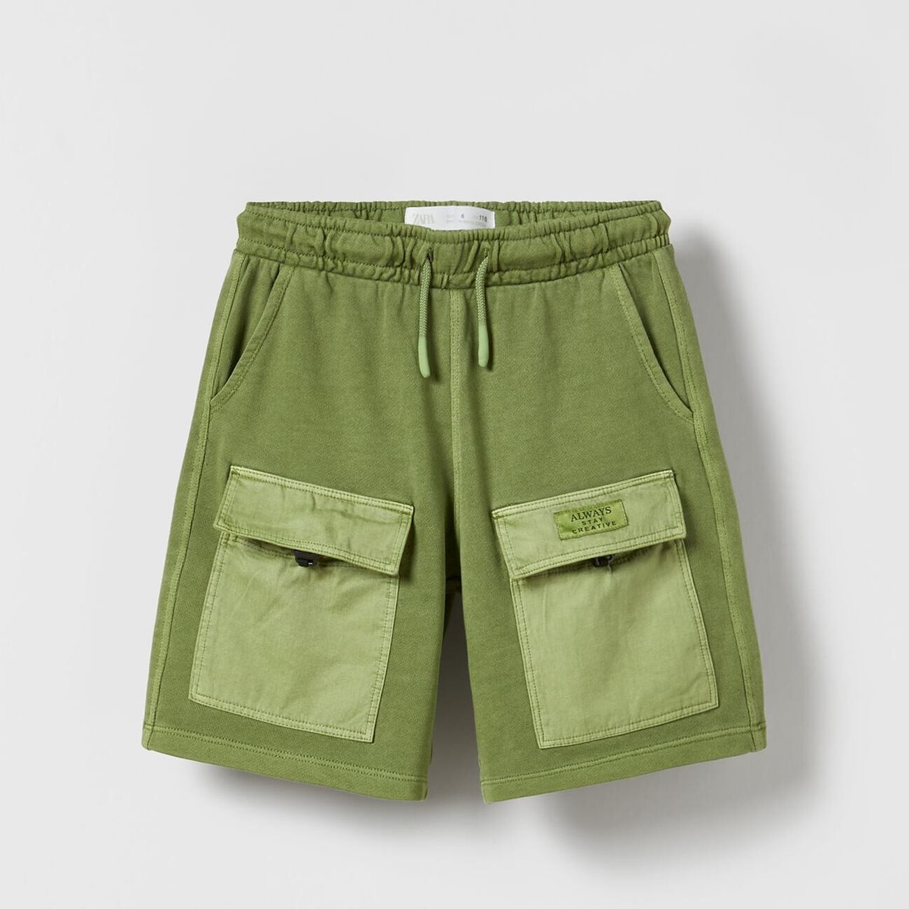 

Шорты-карго Zara Contrast Bermuda, зеленый