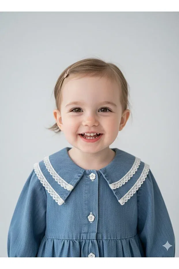Детское платье для девочек с кружевным воротником Bip Baby, Blue — фото 3