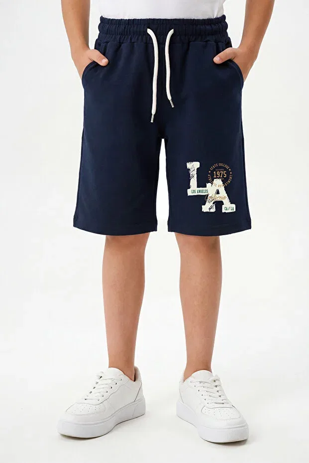 Детские шорты для мальчиков с принтом Los Angeles Print Detailed Panios Kids, Navy Blue