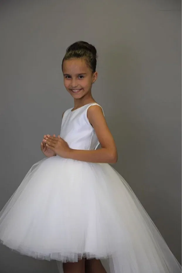 Детское платье для девочек асимметричное Basics Nsmkidslife, White — фото 4