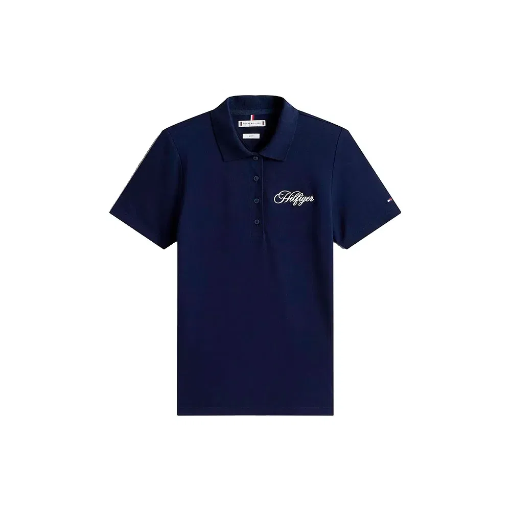 Поло с коротким рукавом Script Slim Fit Tommy Hilfiger, синий — фото 3