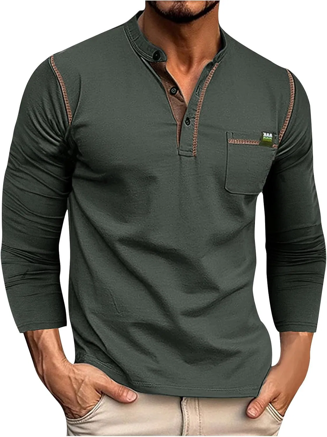 Мужская футболка с длинным рукавом Henley, Dark Gray