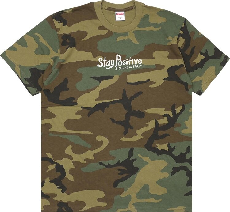 Футболка Supreme Stay Positive Tee 'Woodland Camo', разноцветный — фото 2