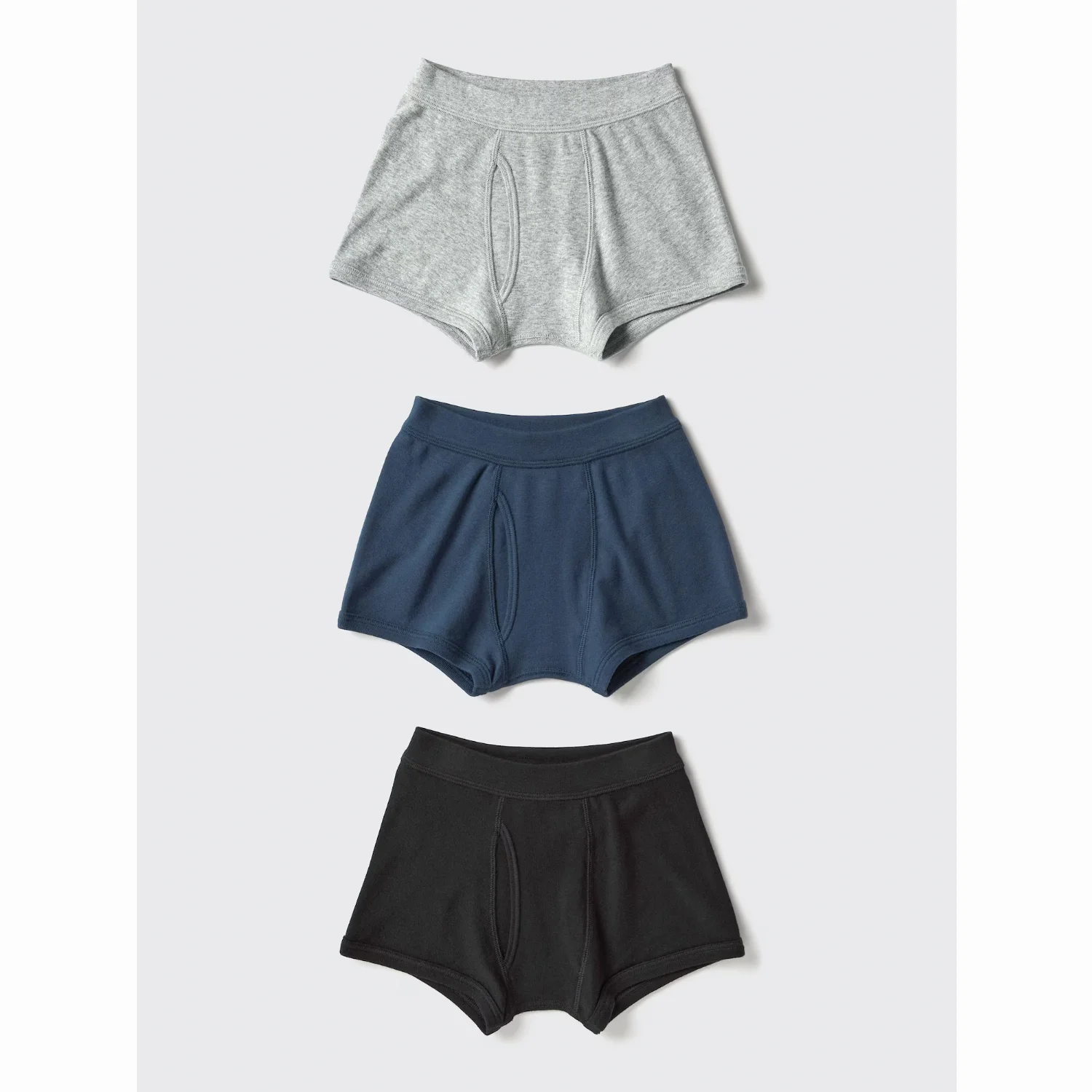 Набор трусов-боксеров детских Uniqlo Kids Boxer Briefs, 3 пары, черный/серый/хаки