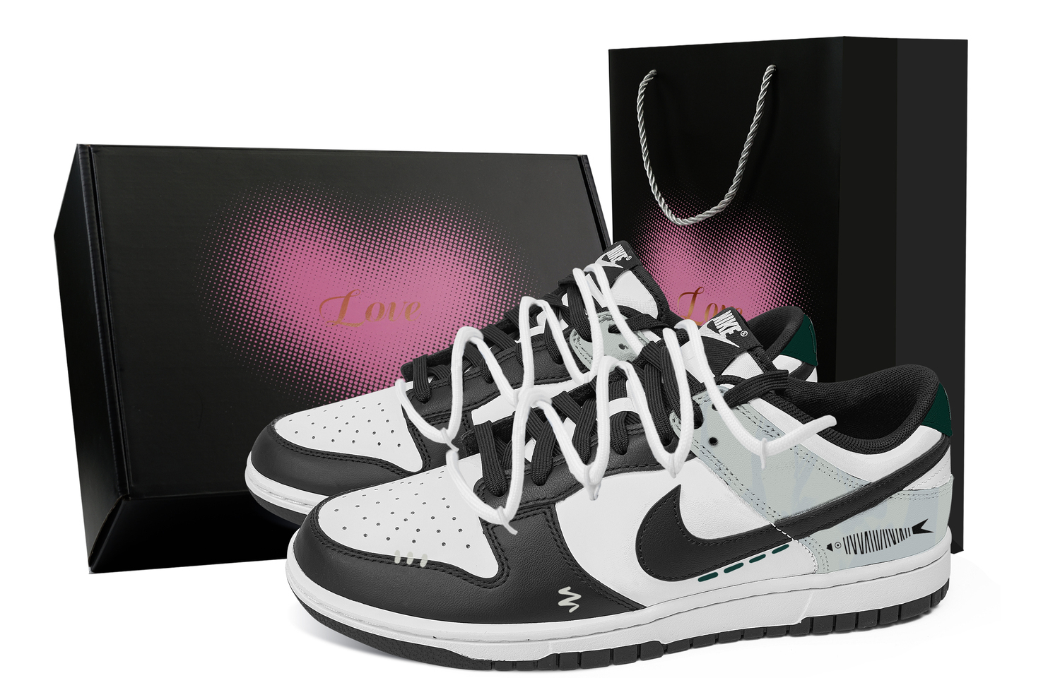 

Dunk Wild Abundance, Heart Box Abrasion Resistant Low top Skateboard Shoes Unisex Nike, черный/зеленый