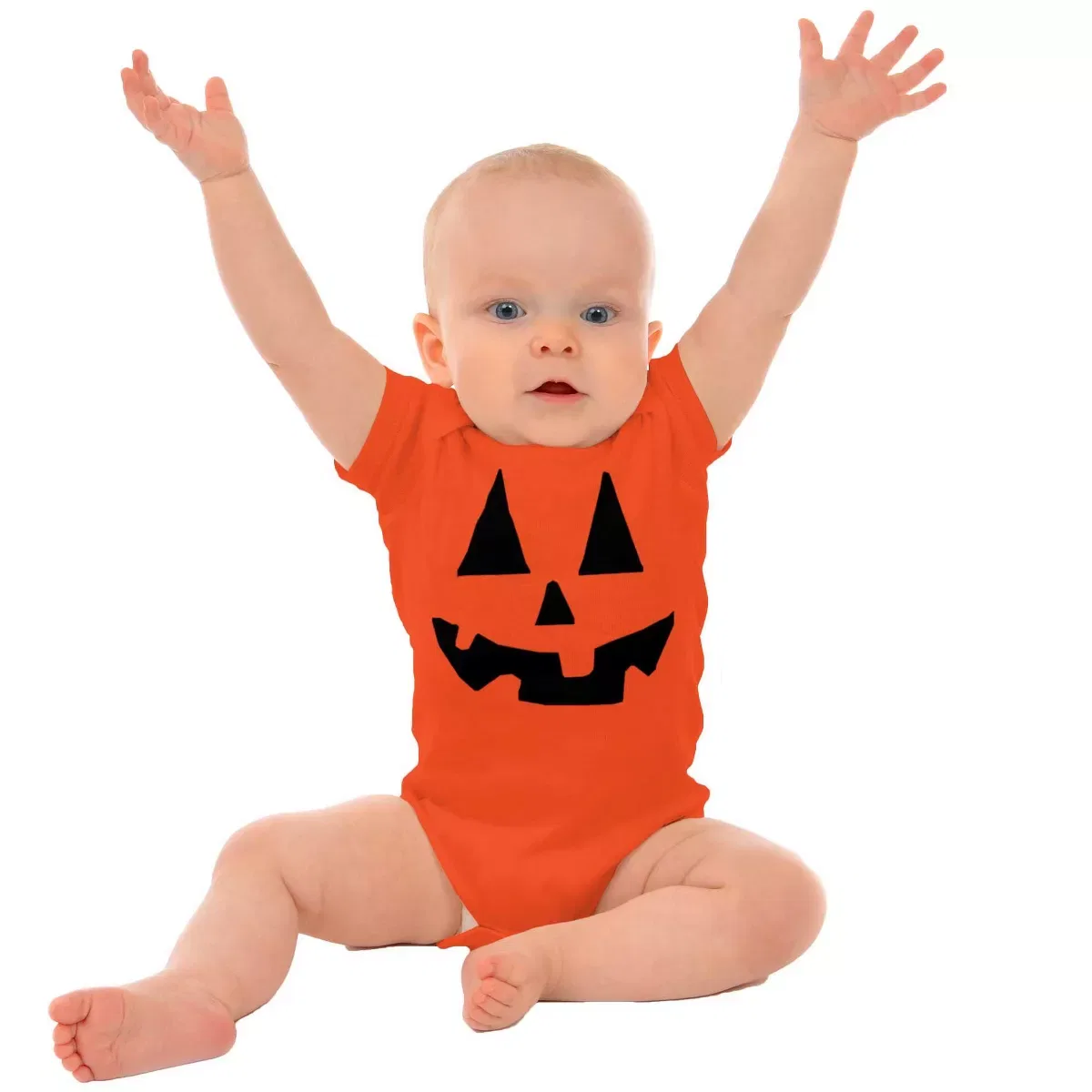 Детский боди-комбинезон с принтом Jack O' Lantern Pumpkin Face Brisco Brands, Orange — фото 3