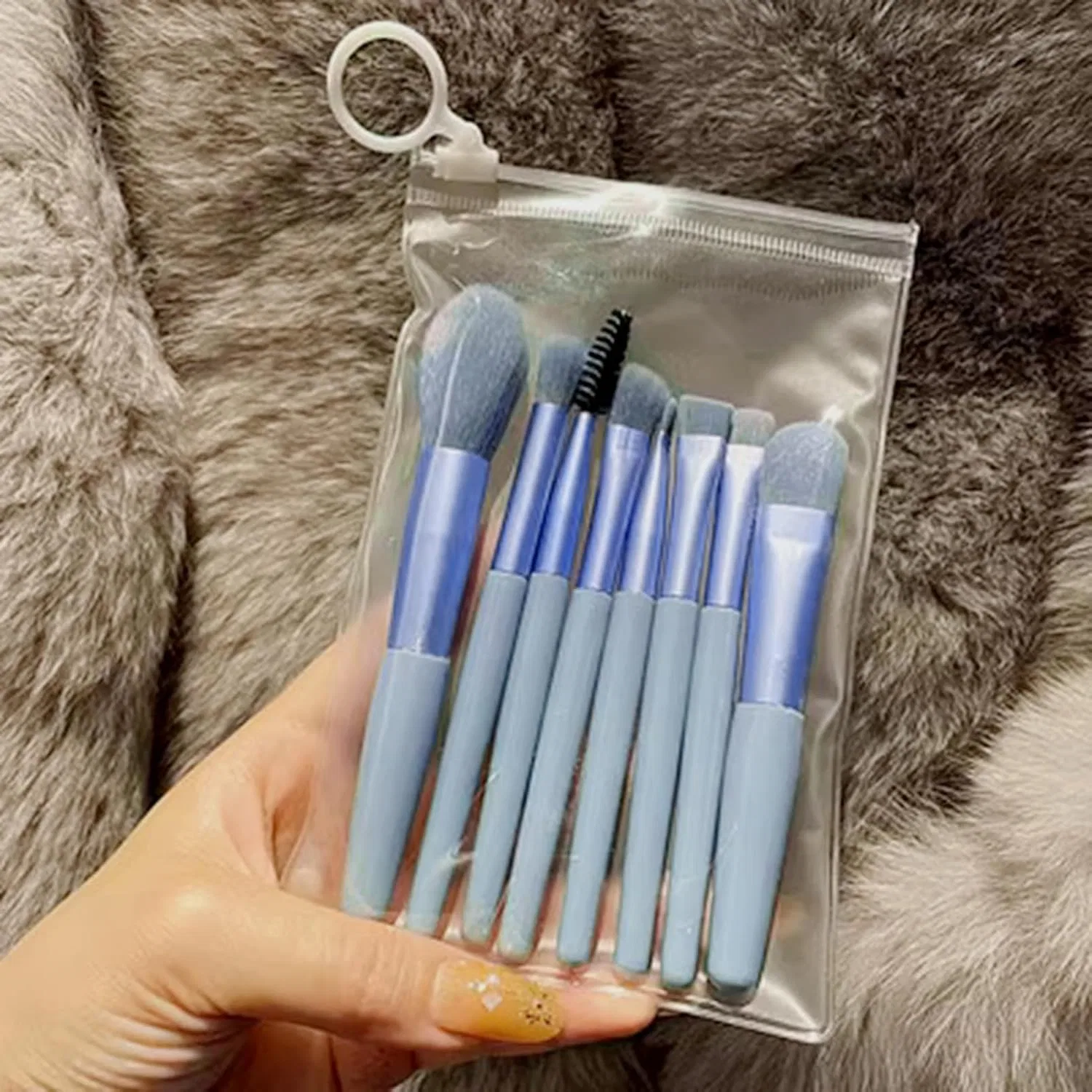 Набор кистей для макияжа, 8 шт, Synthetic Fiber, 9 см, Blue Ulafbwur — фото 4