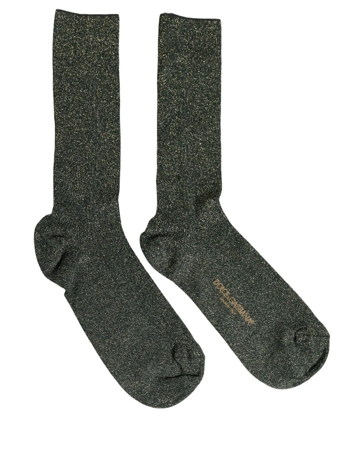 Женские носки с блестящим металлическим дизайном Mid Calf Dolce & Gabbana, Dark Green — фото 4