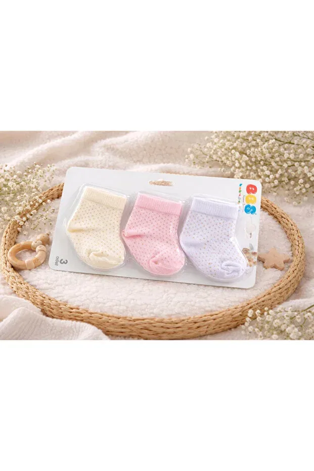 Детские носки для новорожденных хлопковые Cotton 0-6 months newborn baby girl socks Atlas Baby House, Pink White Ecru