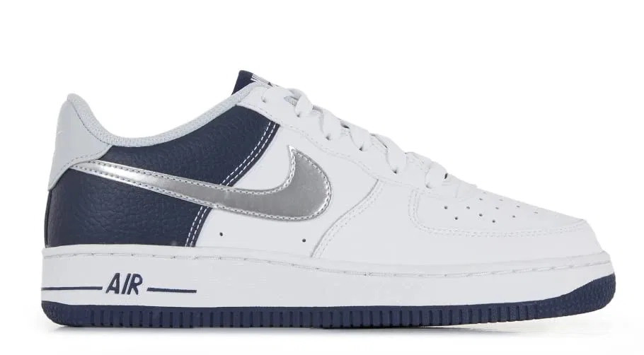 Детские кроссовки для мальчиков с закрытым носком Air Force NIKE, White Silver Metallic Midnight