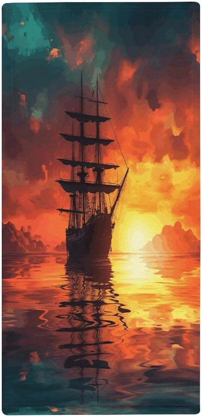 Махровая салфетка KLSVTMEA, 1 шт, 72.9x35.1 см, морская тематика