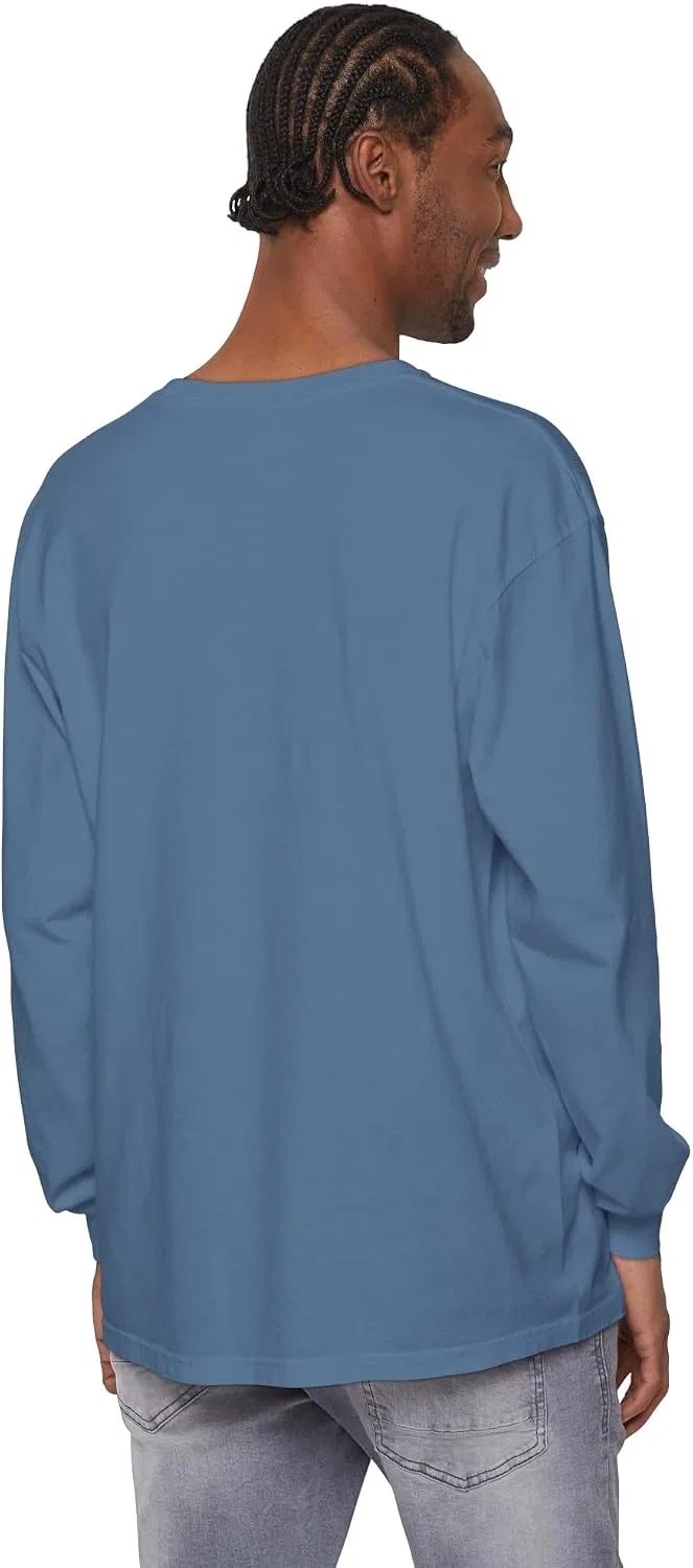 Женская футболка с длинным рукавом с принтом I Bring A Leaf Blower When I Golf Comfort Colors, Blue Jean — фото 3