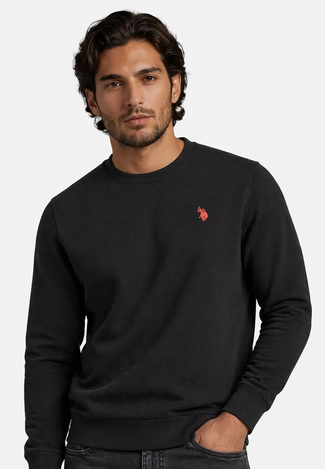 Мужской пуловер с круглым вырезом U.S. Polo Assn., Schwarz-Rust