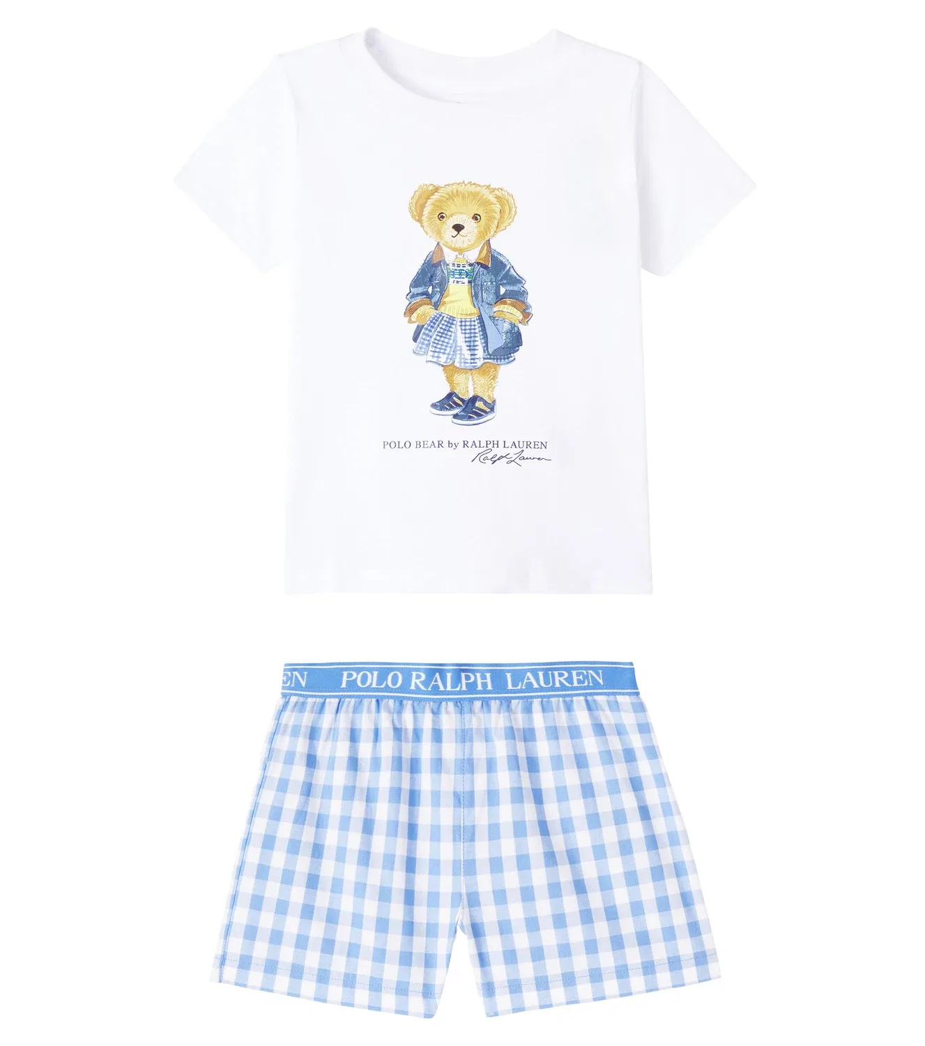Комплект пижам из хлопкового джерси Polo Bear, Polo Ralph Lauren Kids, белый
