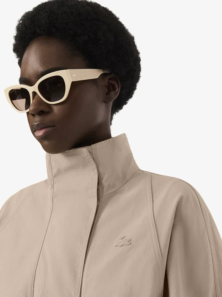 Куртка женская LACOSTE TASSLAN, с высоким воротником, бежевая — фото 2