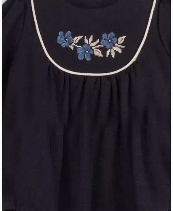 Детский комбинезон с вышивкой Stitch Embroidery Wool Collection Ely'S & Co., темно-синий — фото 2