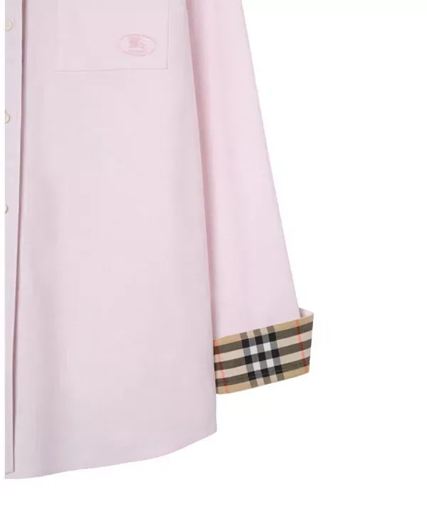 Женская рубашка свободного кроя из хлопка Oxford Frosty Pink Burberry, Frosty Pink — фото 3