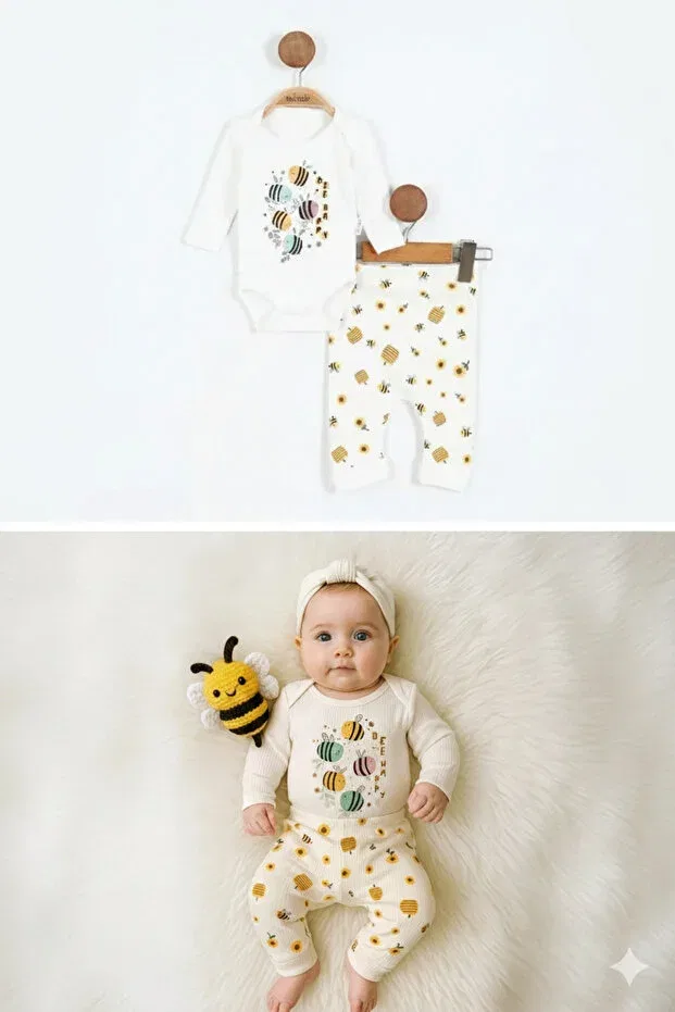 Детский комплект боди и штанишек для новорожденных с принтом Bebella&Baby Nayinom, White — фото 2