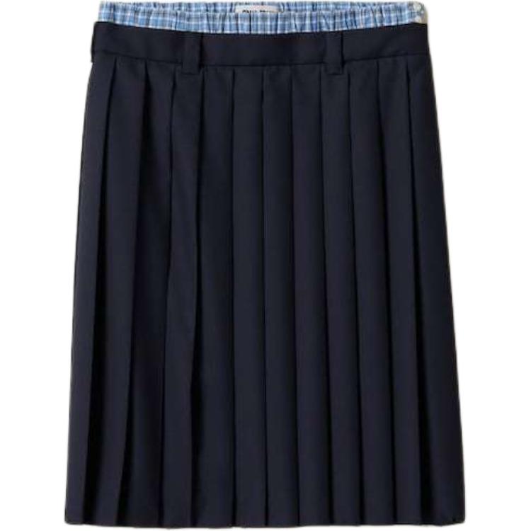 MIU MIU SS25 Повседневная длинная юбка Women's Marine Blue — фото 3