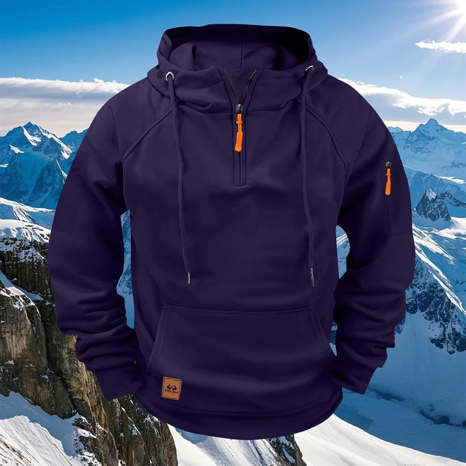 Мужская тактическая толстовка Military Quarter Zip Pullover с капюшоном и карманами — фото 2