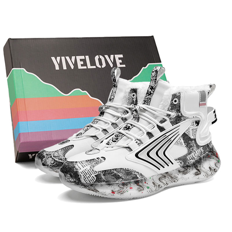 

YIVELOVE Тёплые износостойкие противоскользящие короткие зимние ботинки мужские белые, цвет White