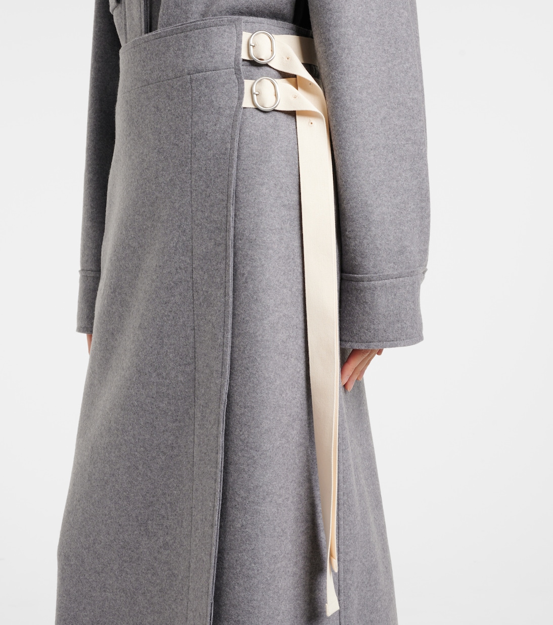 Юбка-халат из смесовой шерсти Jil Sander, London Fog — фото 4