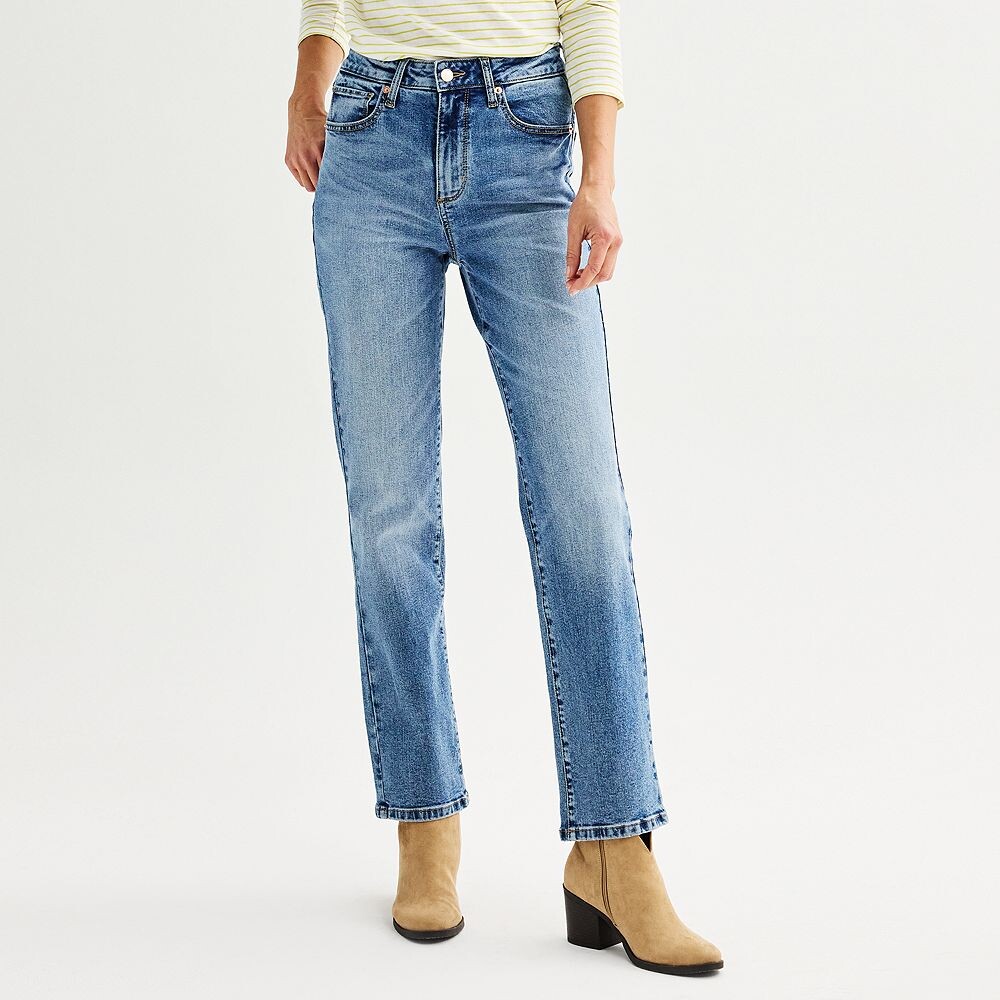 

Женские прямые джинсы Sonoma Goods For Life с высокой посадкой, цвет Medium Wash