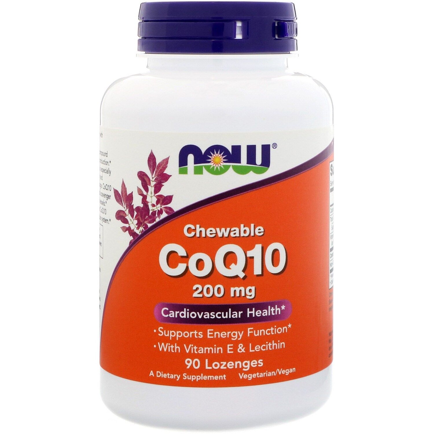 

Now Foods CoQ10 With Vitamin E and Lecithin Chewable 200 mg 90 Lozenges