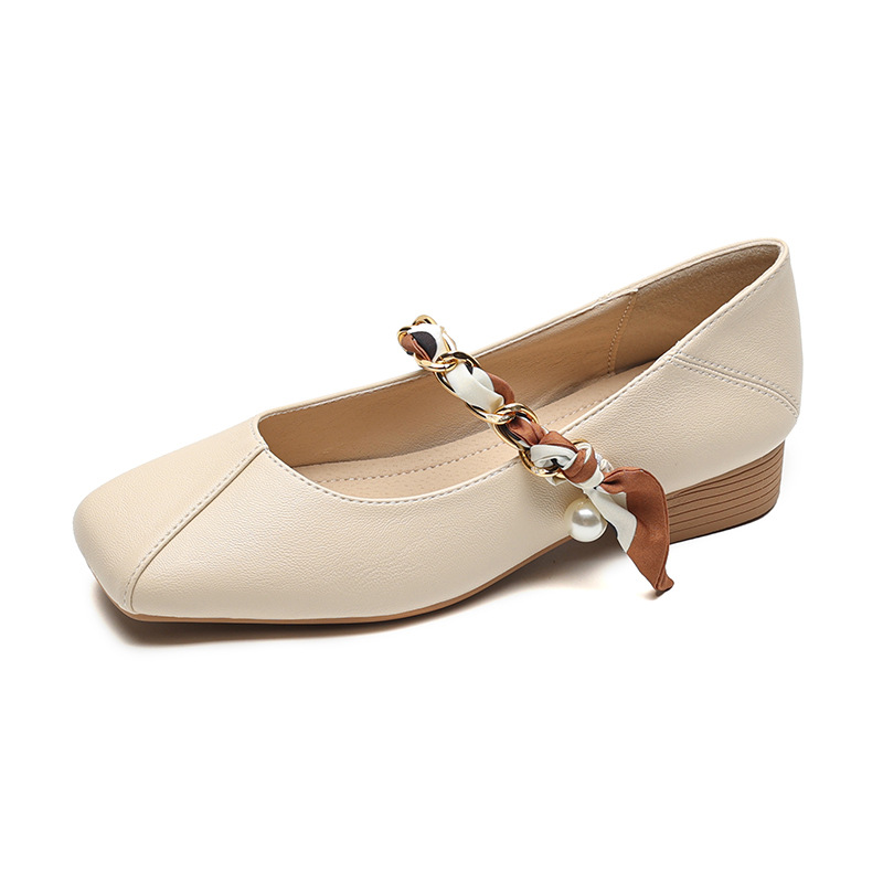 Туфли Мэри Джейн на массивном каблуке для женщин QITUMAUL, Apricot[Heel Height 2.5Cm]