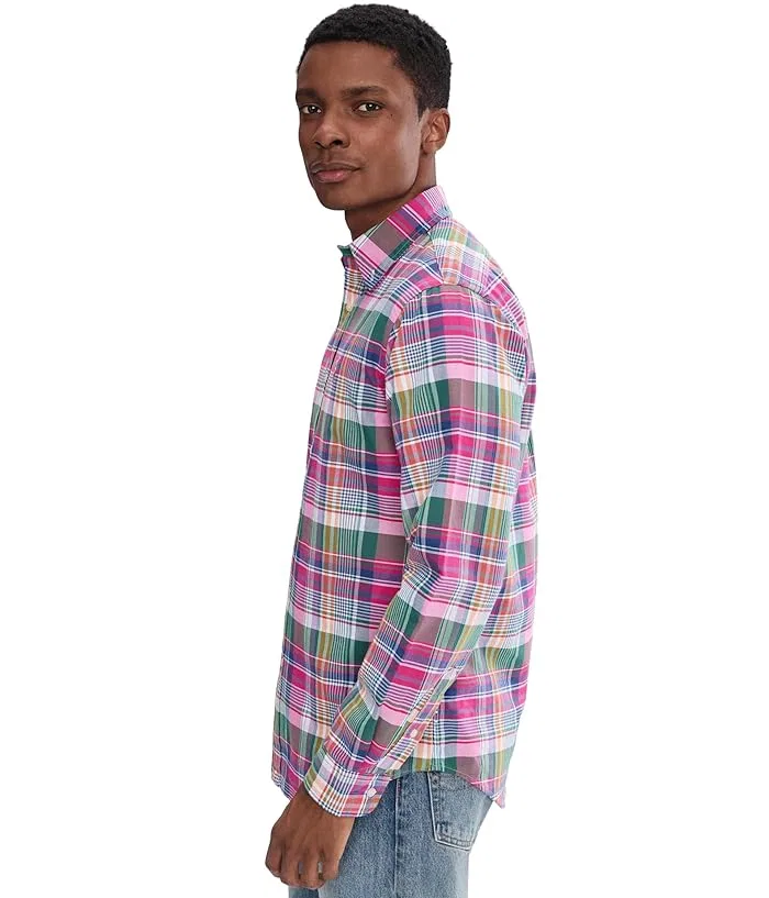 Рубашка Oxford в клетку Classic Fit Plaid Oxford Shirt Polo Ralph Lauren, Harbor Island Blue — фото 3