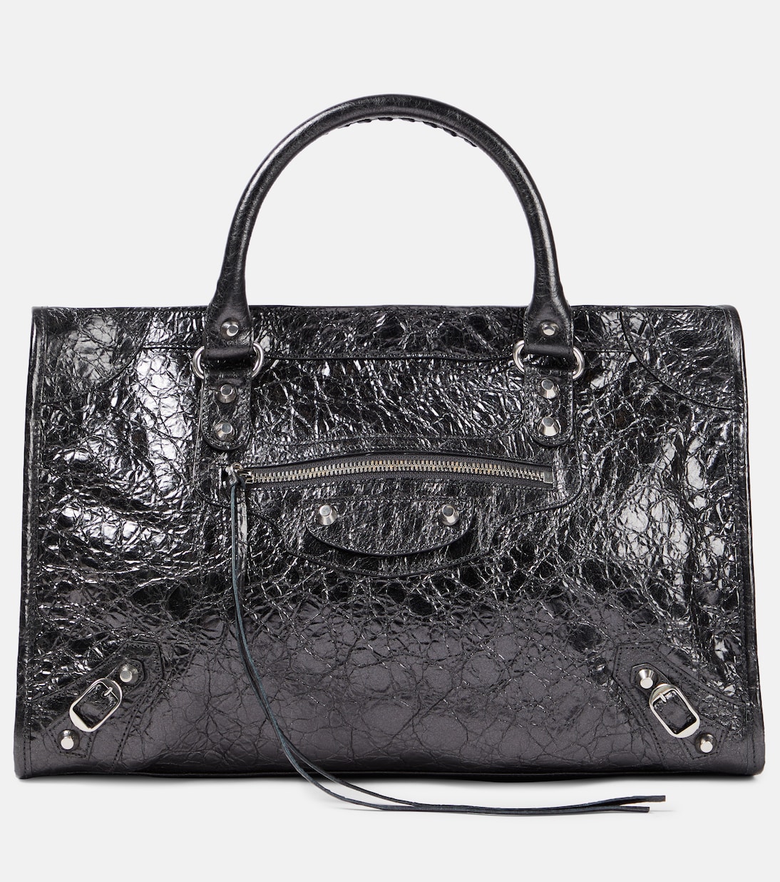 

Городская кожаная сумка среднего размера через плечо Le City Balenciaga, Steel Grey
